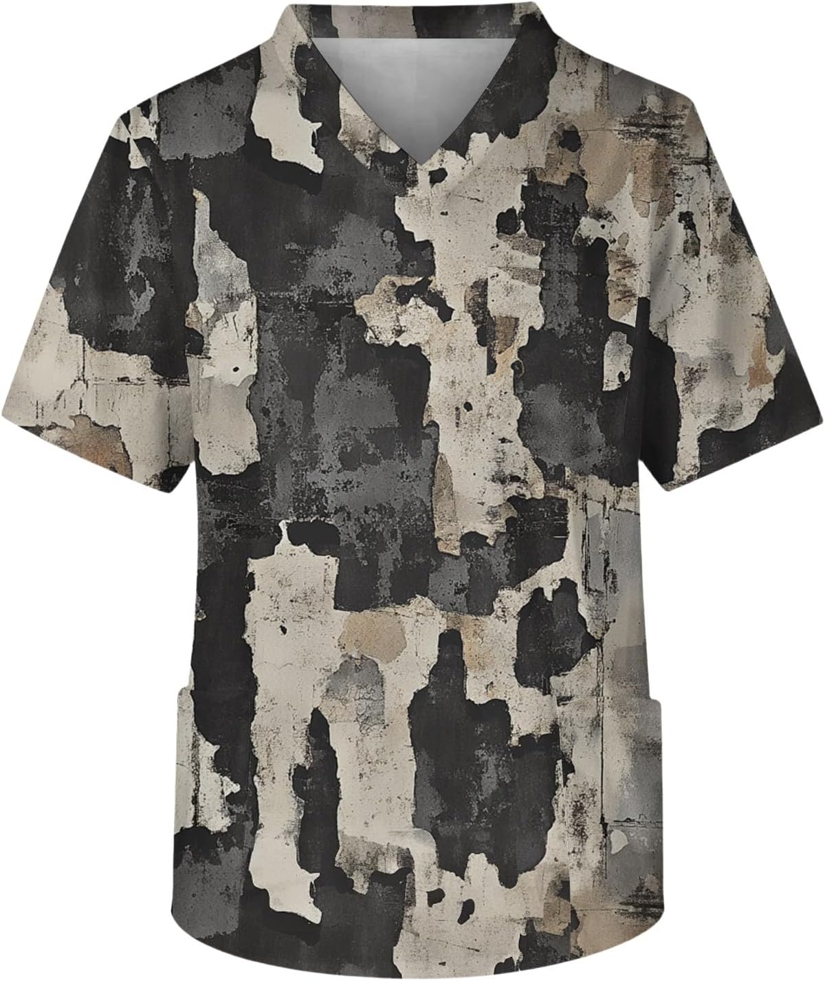 Mens Scrubs Shirts Unisex V-Neck Tunic Work Uniform Scrub Top with Pockets