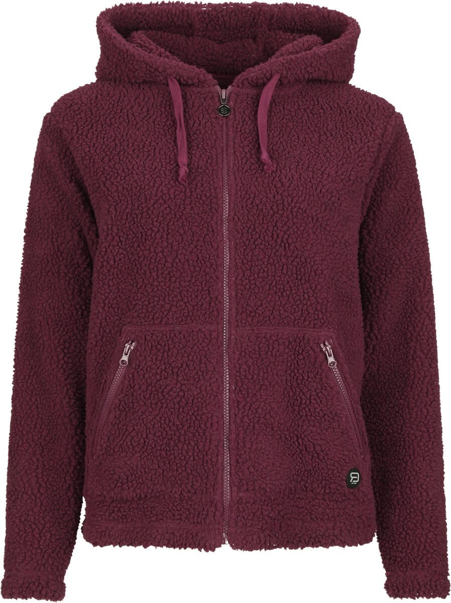 RED by EMP Damen Kapuzenjacke Teddy Fur Hoody Bordeaux