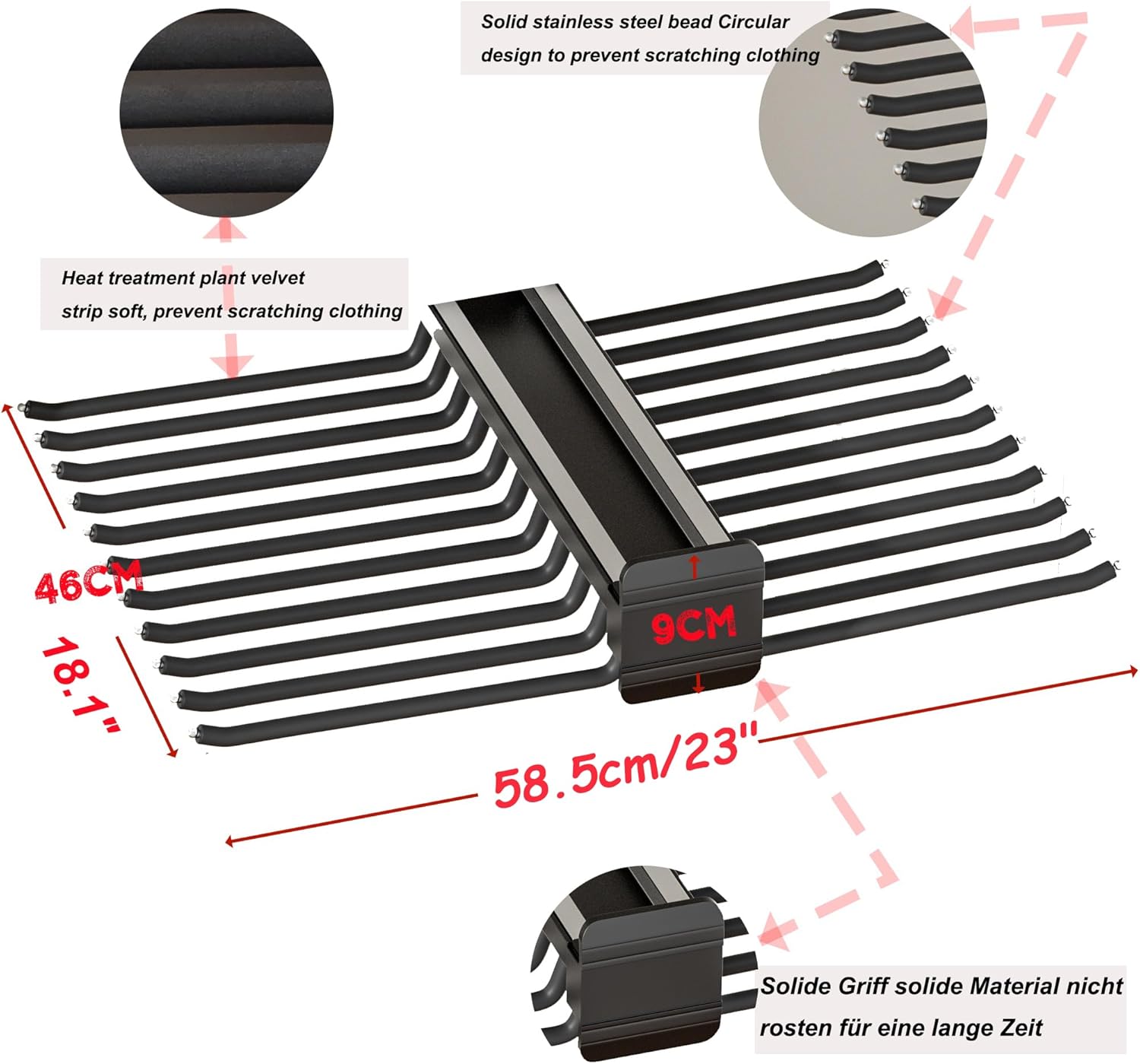 伸縮式2列ズボンラックハンガー - 省スペースで頑丈なパンツオーガナイザー、スカーフや衣類用のレール付き、耐荷重30kg、クローゼッ