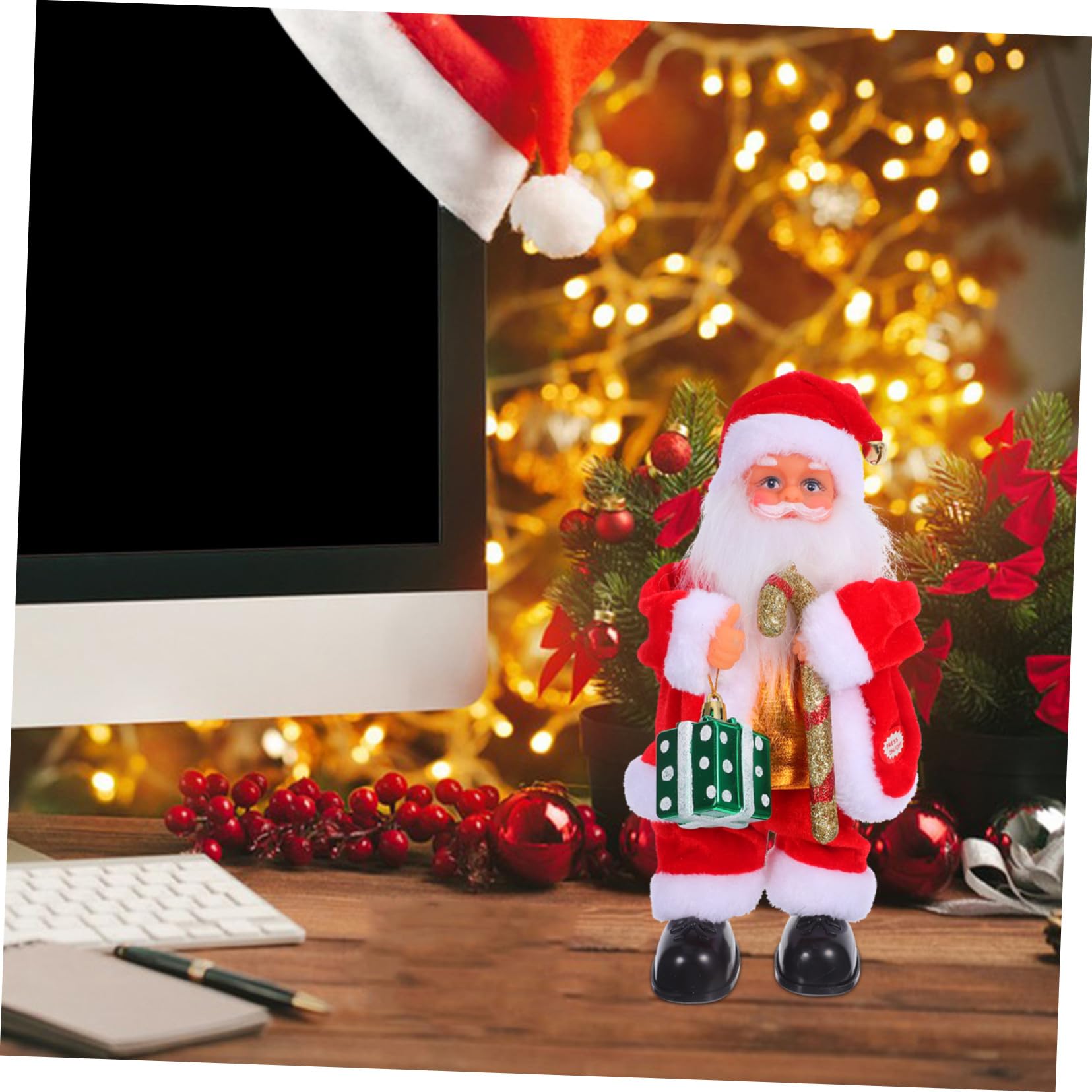 Juguete De Papá Noel Eléctrico con Música Articulaciones Móviles como Adorno Navideño Hogar
