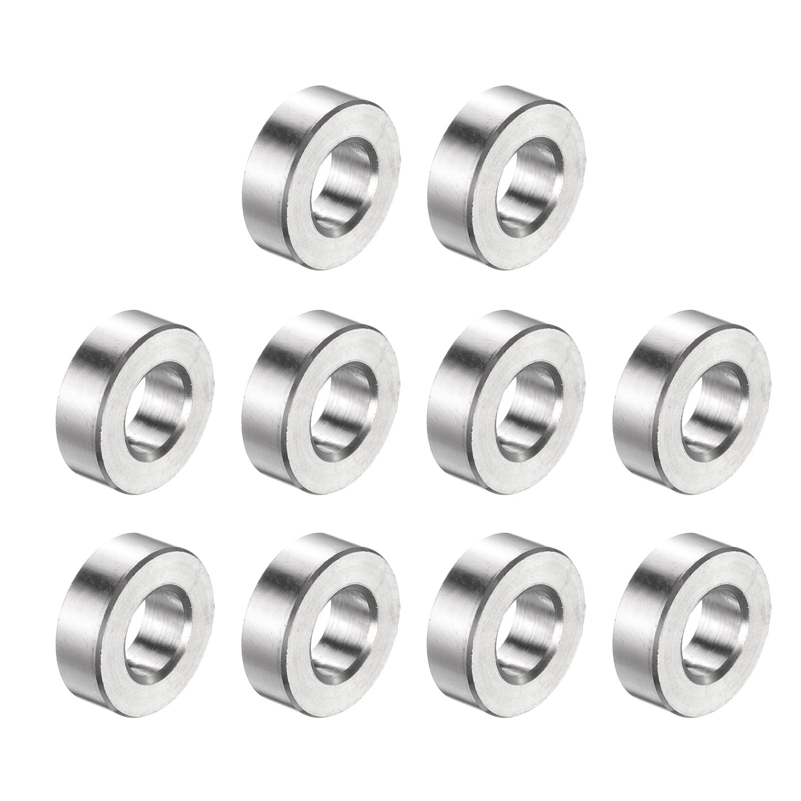 uxcell 10pcs Stainless Steel Spacer 3/8" Bore x 3/4" OD x 1/4" Length Screw Bushing Plain Finish Round Metal Spacer for M10 Screws Bolts and Rods