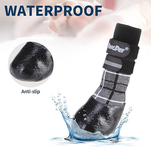 Miniatura 4 de BINGPET Calcetines antideslizantes para perros para suelos de madera dura, evita lesiones que evitan lamer botines de perro, control de tracción,