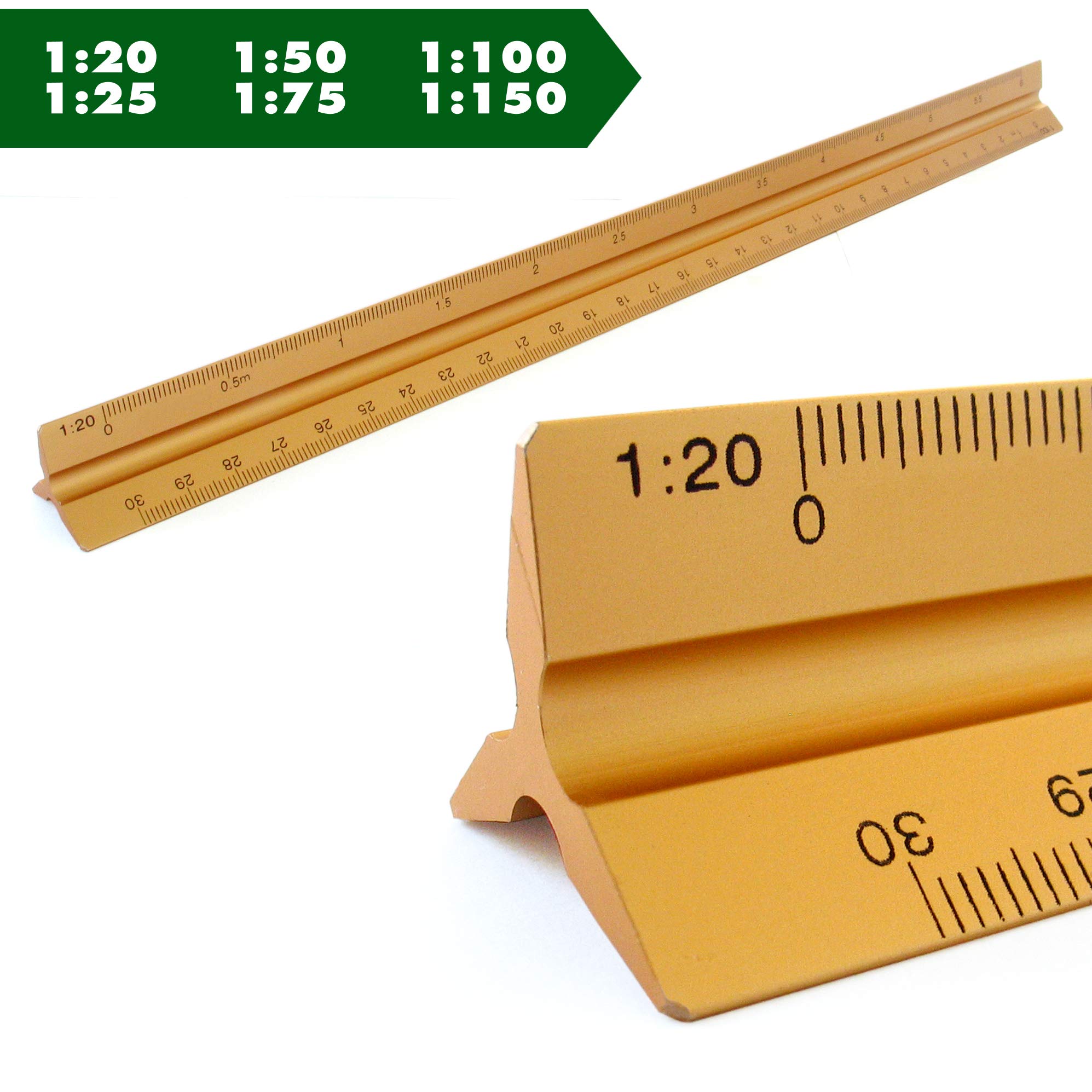 Righello In Alluminio 30 Cm Per Architetti - Scala Metrica 1:20, 1:25, 1:50, 1:75, 1:100, 1:125 - Precisione Laser - Foto 11