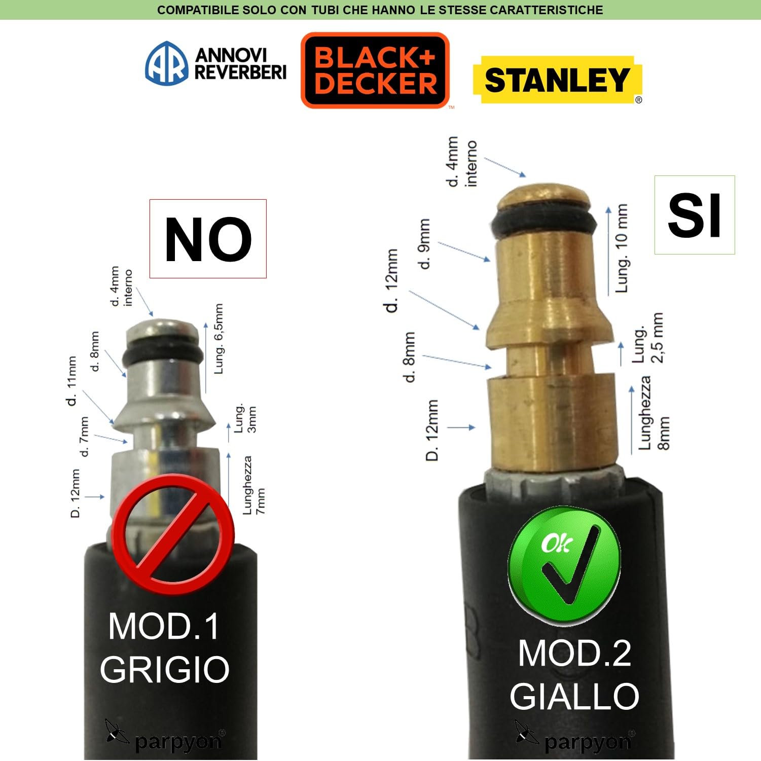 Parpyon® Pistola per Idropulitrice ANNOVI REVERBERI - AR BLUE CLEAN - BLACK&DECKER Attacco rapido per tubo acqua Att. GIallo - accessori ricambi idropulitrici (AR41561)