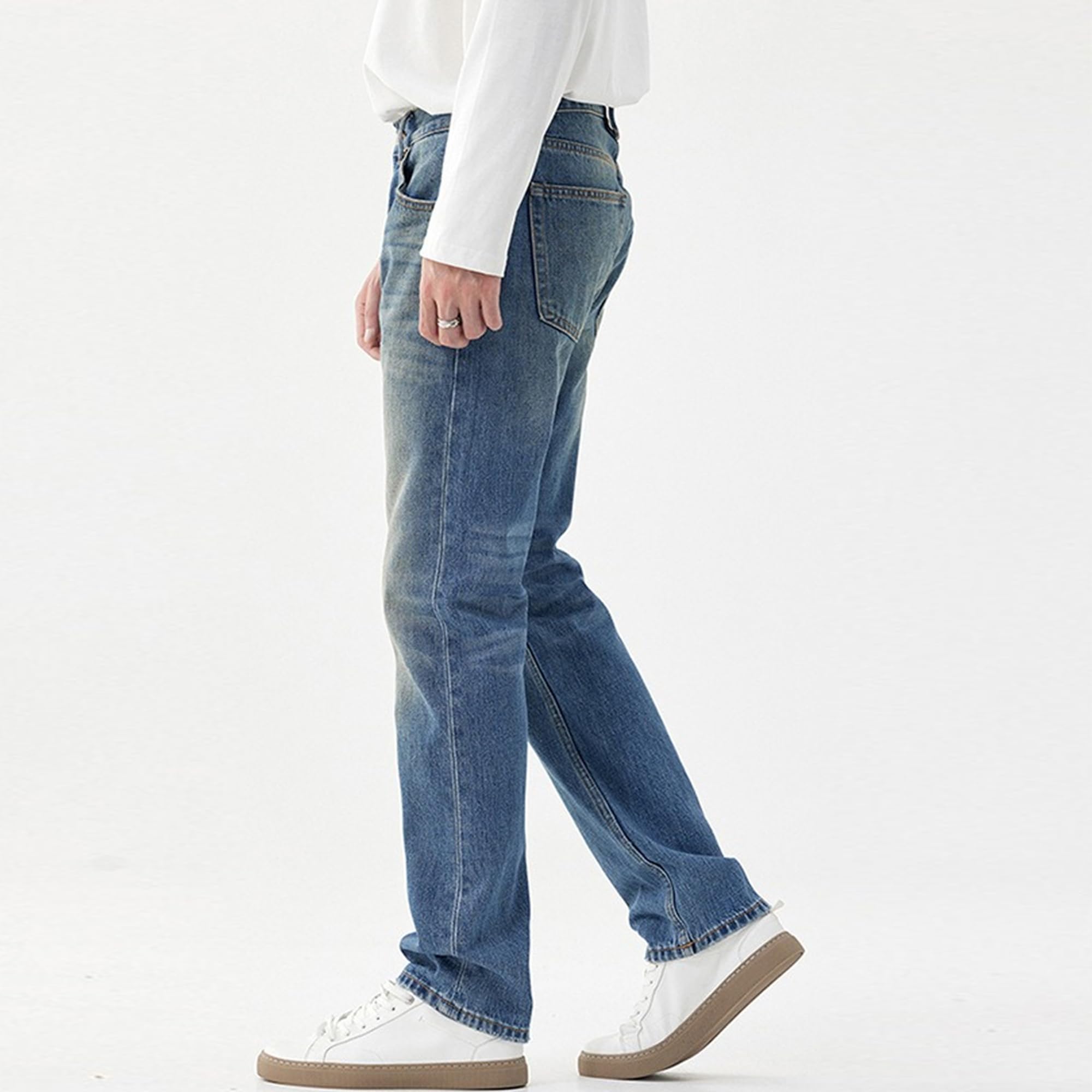 Jeans da uomo classici a gamba dritta Bootcut Slim Fit Vintage Denim Pant per gli uomini Regular Jeans a 5 tasche
