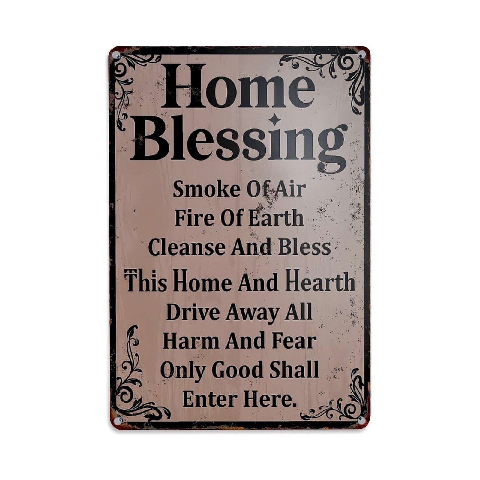 Jdfenggu Vintage Home Blessing Smoke Fire Cleanse Retro Metal Tin Sign, Metal Poster For Bar, Home, Man Cave, Kitchen, Laundry Room Art Decor 8X12 Inch