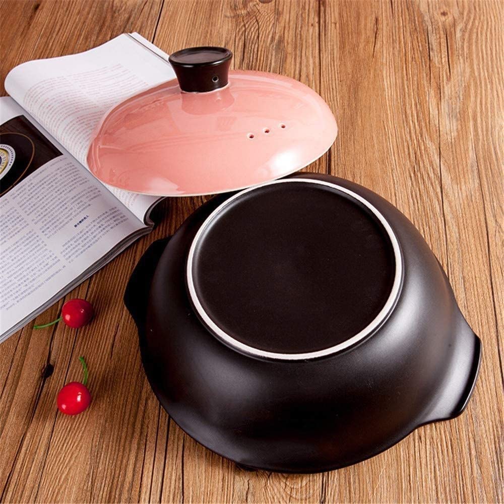 Casseruola pentolame casseruola in Ceramica Bocca Bassa Design Risparmio energetico Domestico conservazione del Calore con Coperchio Lavorazione squisita Parete Interna Liscia smal