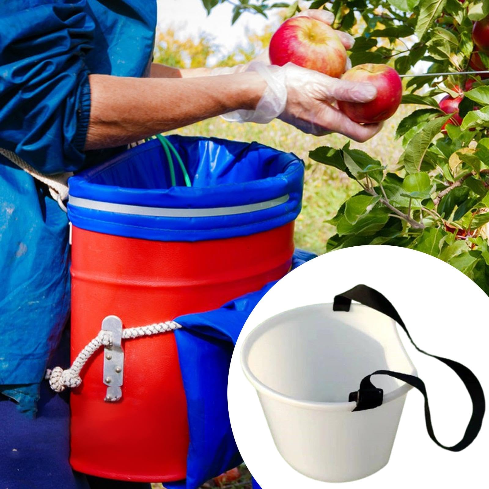 Gralara Cesta para Recoger Frutas con Correa de Hombro Ajustable, Organizador Multifuncional y Compacto para el jardín.