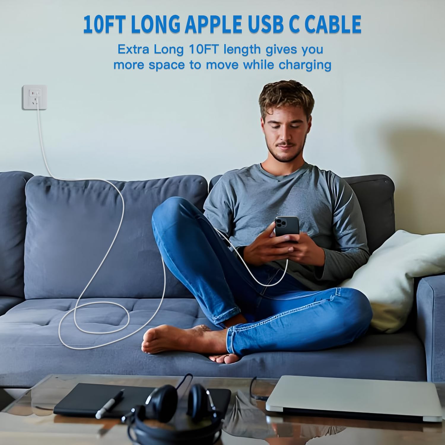 Blocco di ricarica rapida USB C da 45 W Apple 17 16 15, confezione da 2 spine per caricabatterie Apple e cavi USB C lunghi 3 m, ricarica rapida per iPhone 17, 16, 15, Air/Pro, Pro Max/e/Plus/iPad