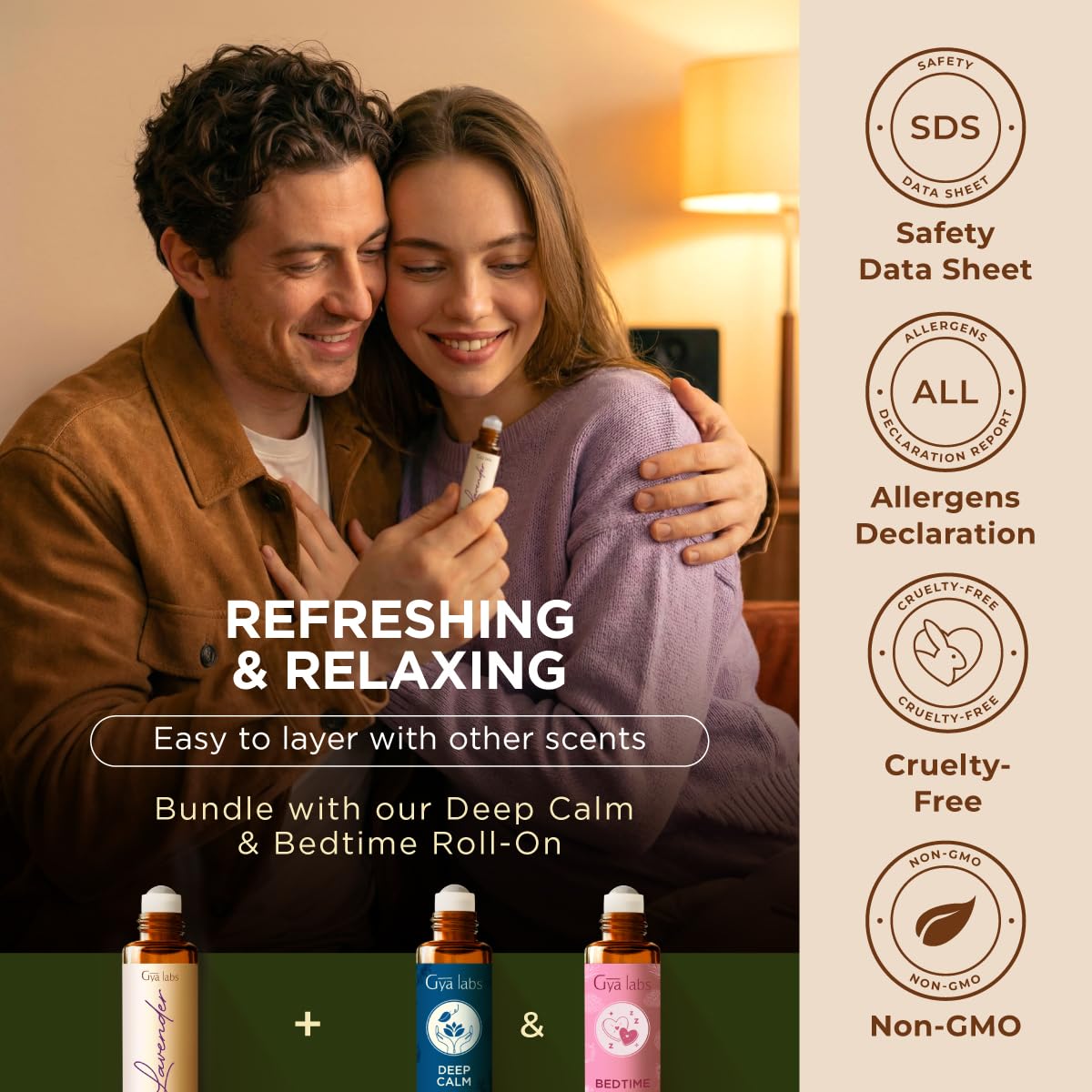 Roll-On de aceite esencial de lavanda de Gya Labs para un sueño reparador (10ml) - Puro & prediluido - Perfecto para un sueño profundo, alivio del estrés & dolores de cabeza - Uso en piel — view 7