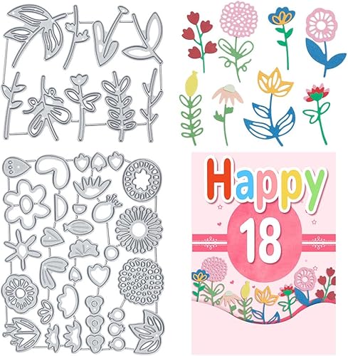 Miniatura 1 de INFUNLY 38 piezas de flores de metal troqueladas capas de flores corte de hojas troquelado 3D DIY plantilla de estampado de flores para hacer