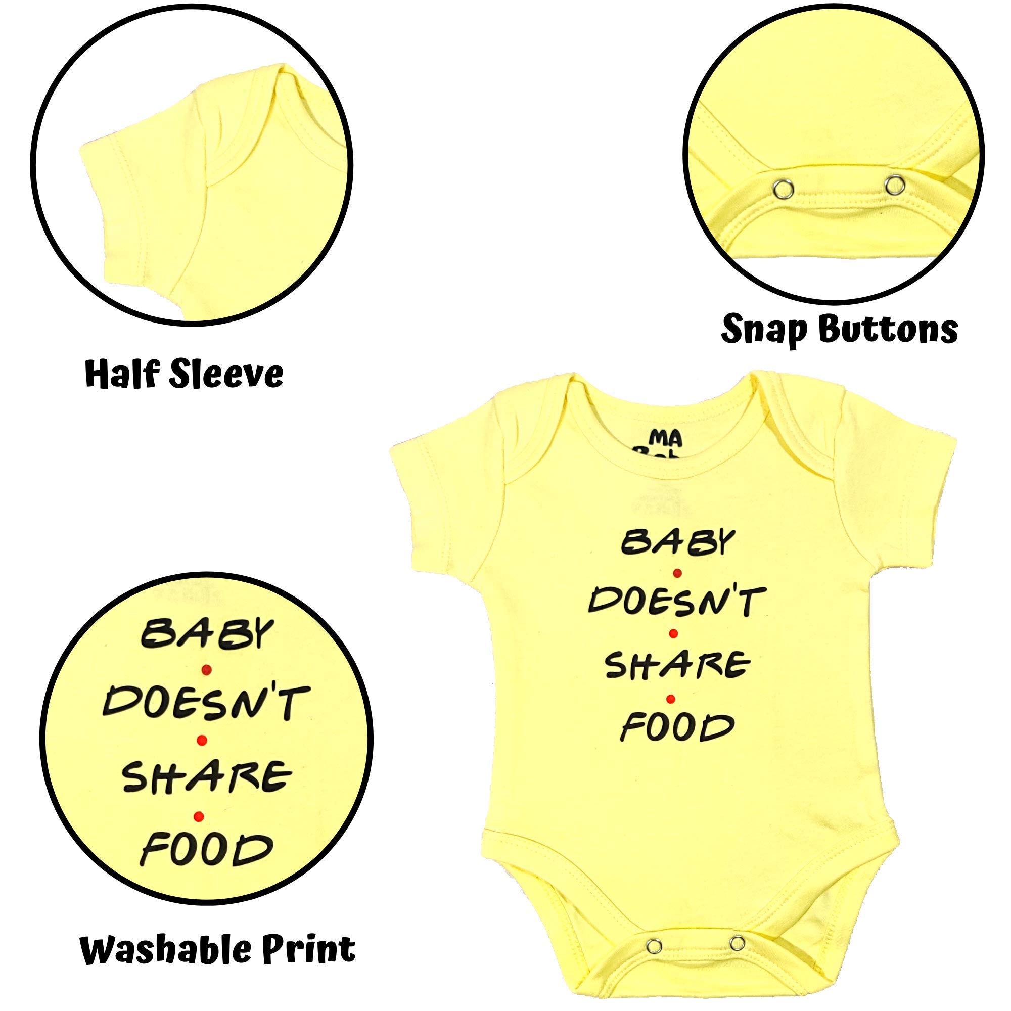 MA Baby Boys n Baby Girls Printed Cotton Baby Bodysuits Onesie Romper t Shirt for New Born Infant Toddlers Baby Dress Clothing Set of 4 (Multicolour 6-9 Months) 1