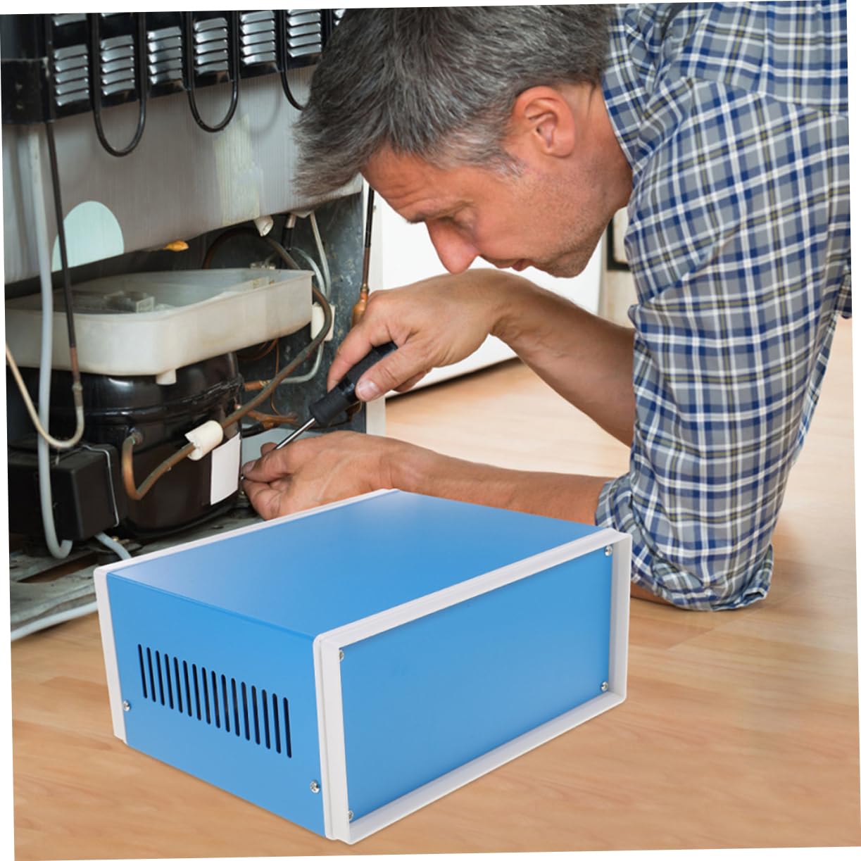 Scatola Derivazione Interna in Metallo Blu per Applicazione Elettronica