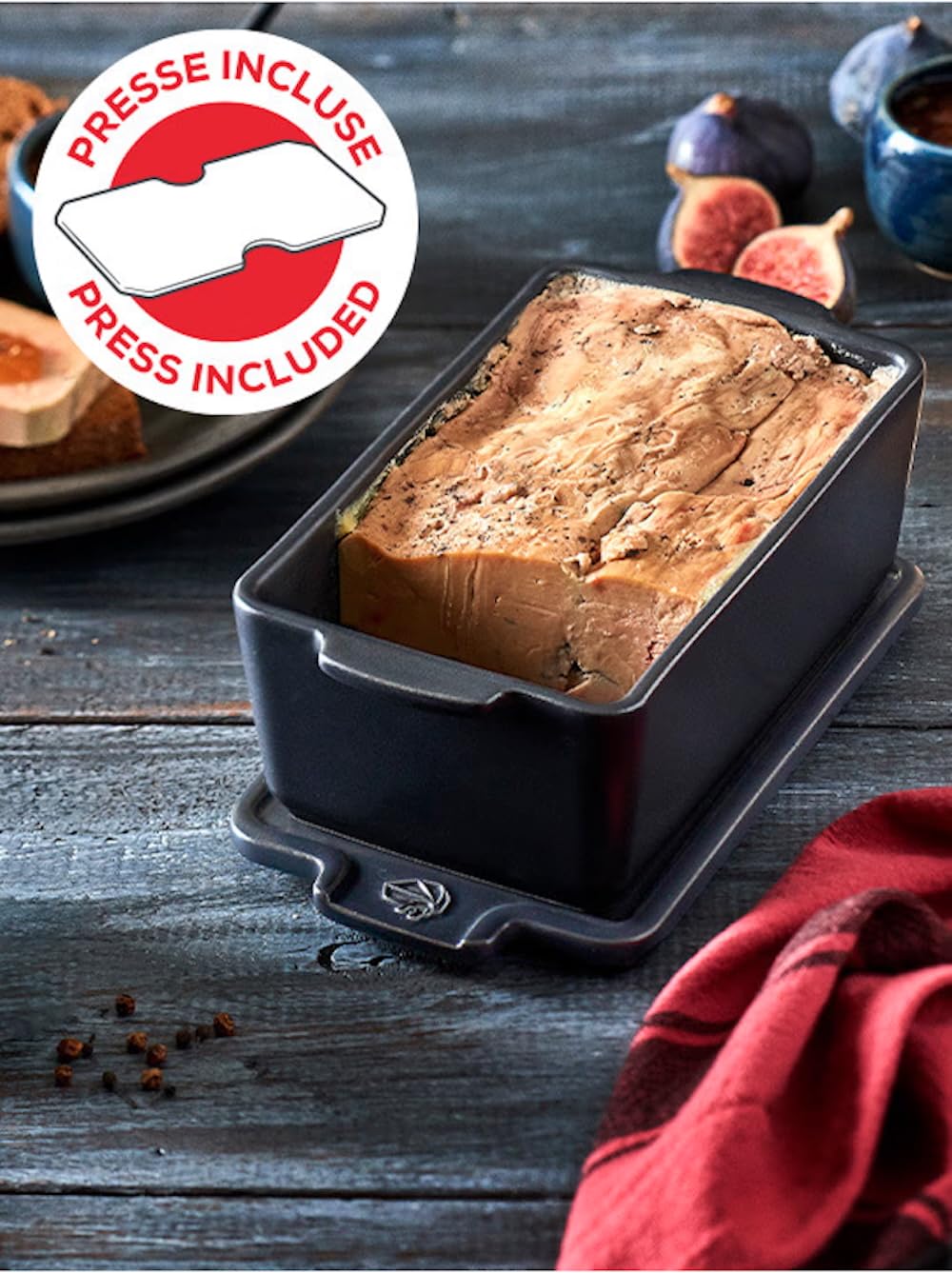 PEUGEOT - Terrine aus Keramik mit Presse - 20 cm x 11 cm x 7,5 cm - Inhalt: 0,65 L - 10 Jahre Garantie - Französisch Know-How - Rot