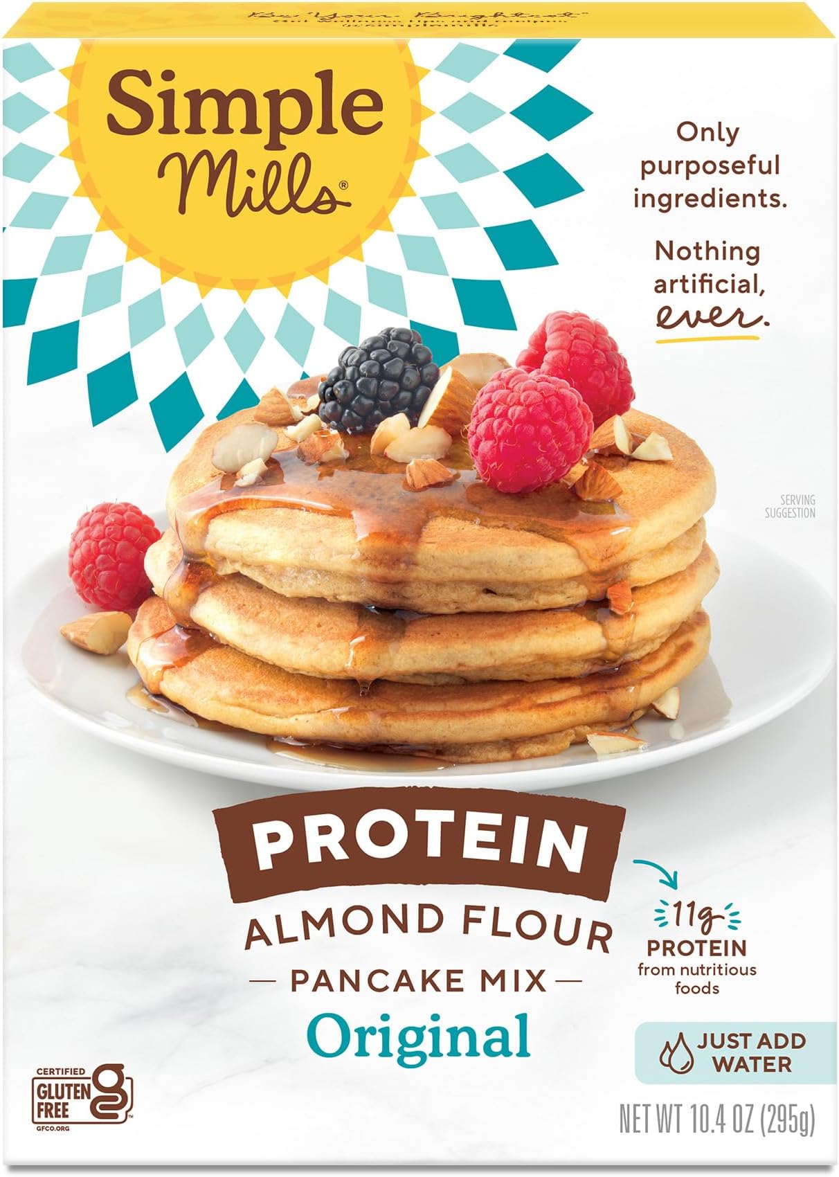 Just Add Water Almond Flour Pancake Mix, Original Protein - Gluten Free, Plant Based, Paleo Friendly, Breakfast, 10.4 Ounce (Pack of 1)