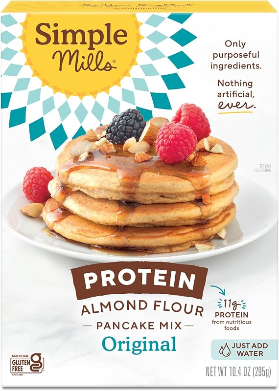 Simple Mills Almond Flour Protein Pancake Mix, Original, 1pk, 10.4oz | Makes 20 4-Inch High Protein Pancakes, Just Add Water, Certified Gluten Free, Non-UPF Verified, Quick and Easy Breakfast Meal