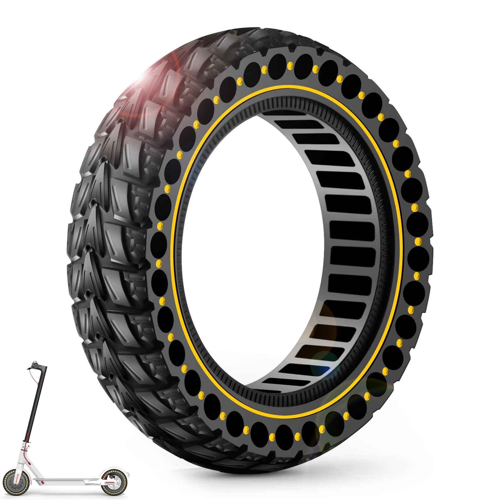 BANGTING 1PCS 60/70-6.5 Solid Tyre for Electric Scooter, 10x2.5 inch E Scooter Tyres, 10x2.5-6.5 Replacement Tire Compatible with Segway Ninebot Max G2/G30/G30D/G30E/G30E/G30LP/G30D 2/G30 Max (Yellow)