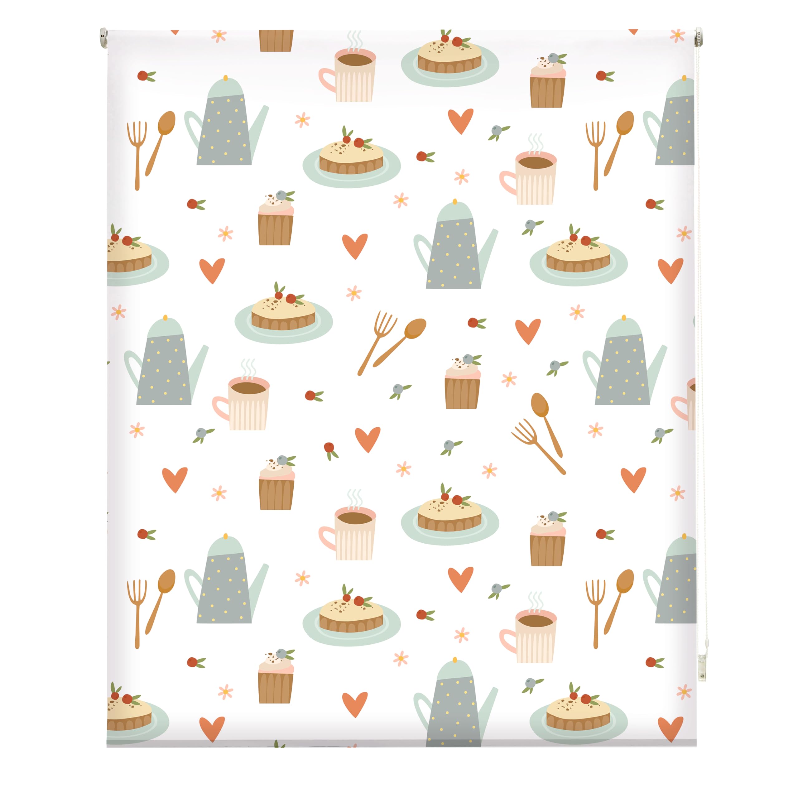 Blindecor Digital | Estor Enrollable Translúcido Estampado |Familia Cocina| Modelo C-TETERIA | 110 x 180 cm (Ancho por Alto) Tamaño de la Tela 106 x 175 cm | Estores para Ventanas
