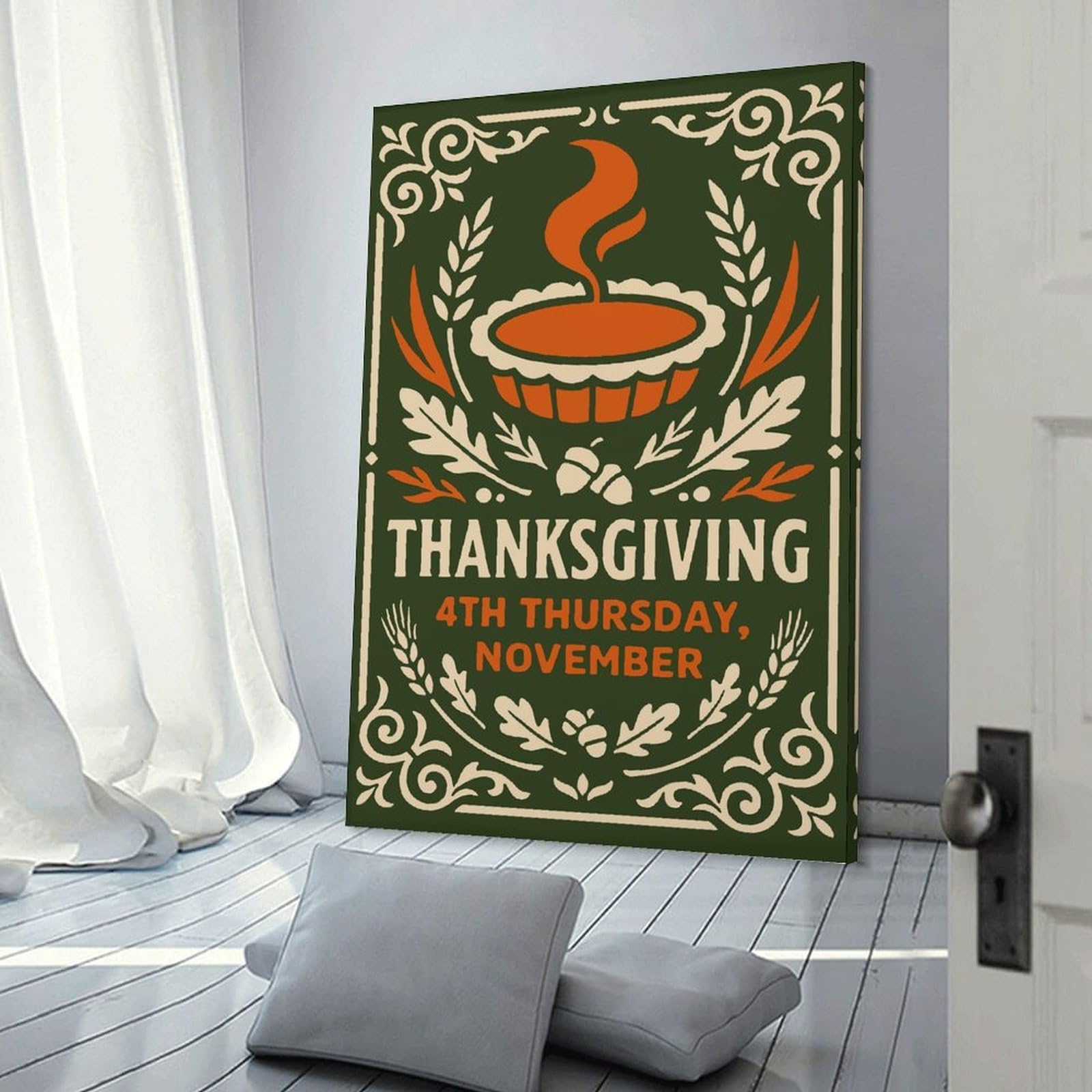 Junmoney Thanksgiving Canvas Wall Picture 08x12inch(20x30cm), for Study, Office Or Focused Interiors, Home Office Artwork with Decorative Appeal