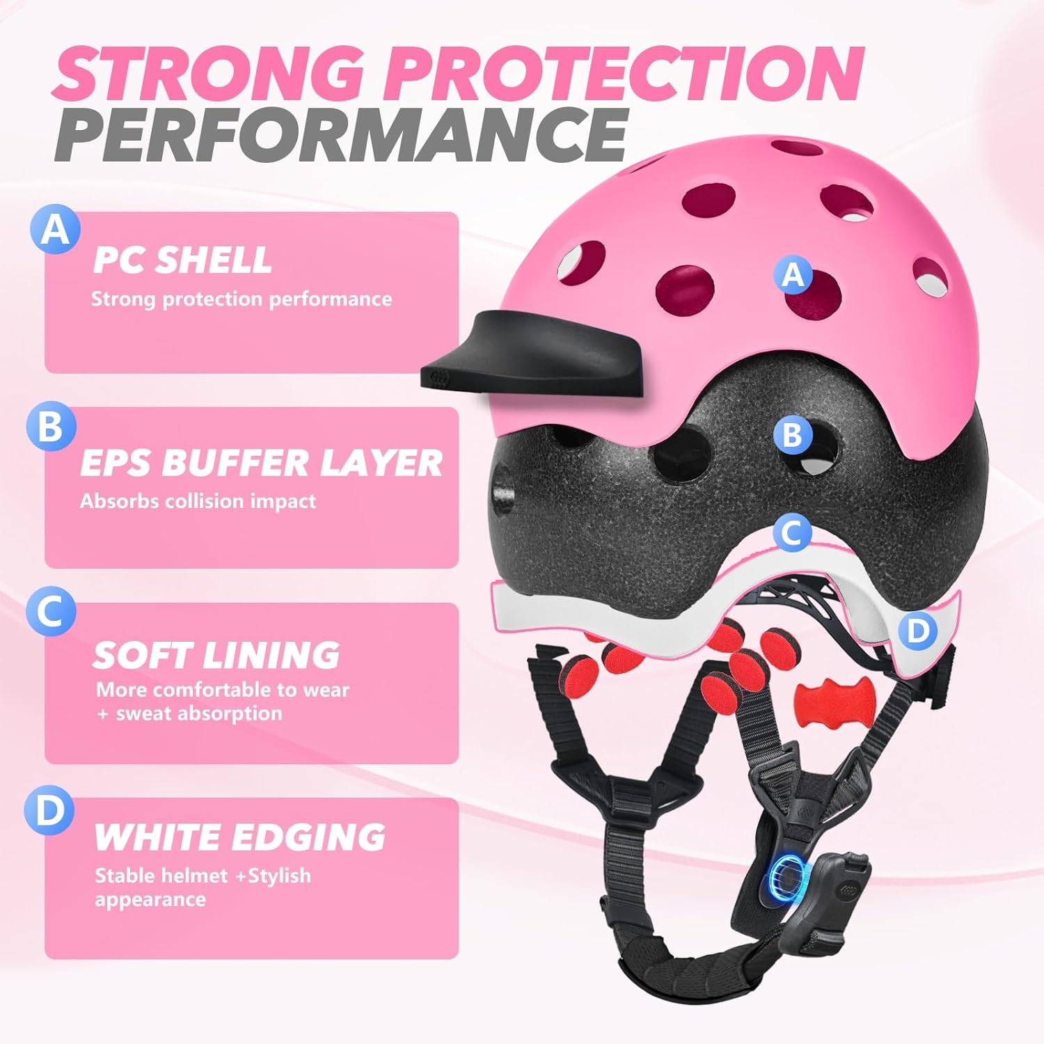 Wemfg Kids Bike Helmet for 5-8-14 Magnetic Buckle Skateboard Helmet for Boys Girls Child Youth Adjustable Lightweight Ventilation and Multi-Sports Scooter Cycling Roller Balance