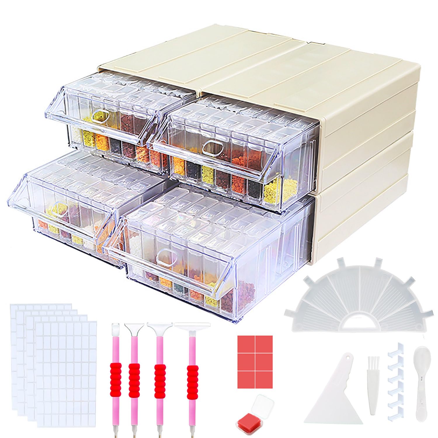 Rangement Diamond Painting 140 bouteilles plastique empilable