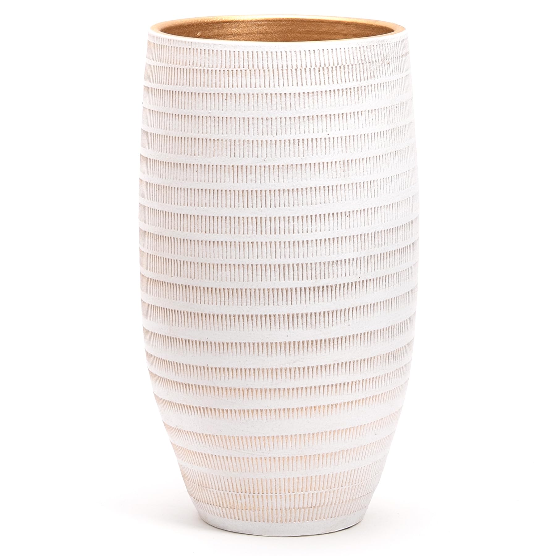Grand et Élégant POT en Terre Cuite | Décoré avec un Intérieur Doré | Pot Décoratif Moderne pour Plantes, Fleurs, Plantes Succulentes, Sansevieria | Pour Intérieur ou Extérieur. (Ø 22 cm - H. 40 cm)