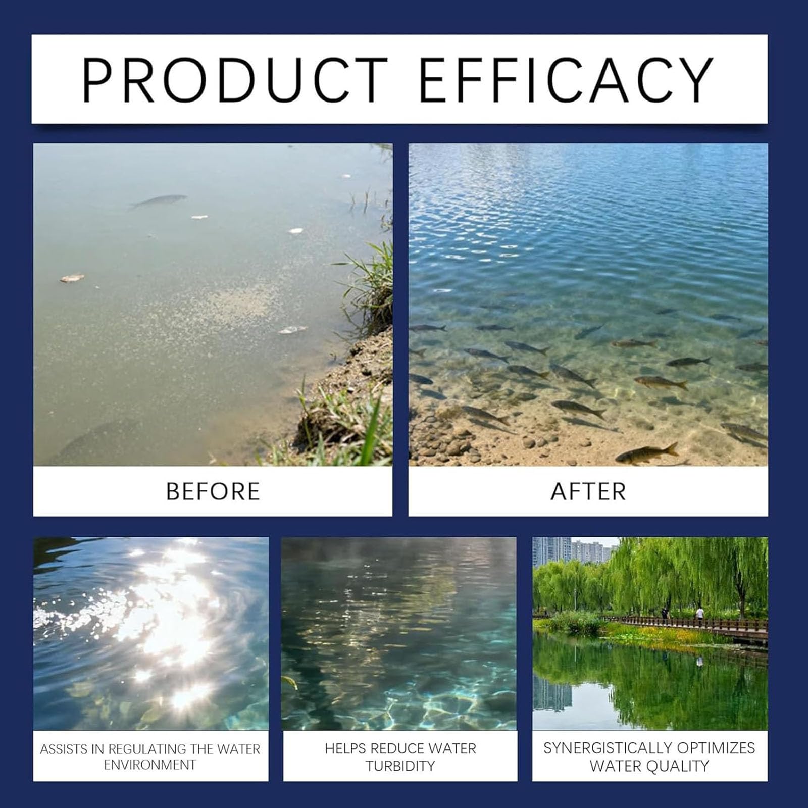 Aqua Guardian Pro Fórmula para Estanque, Polvo para el Cuidado del Acuario, Soporte para el Cuidado del Agua mezclada, Agente de Tratamiento de Agua para Estanque fácil (15PCS)