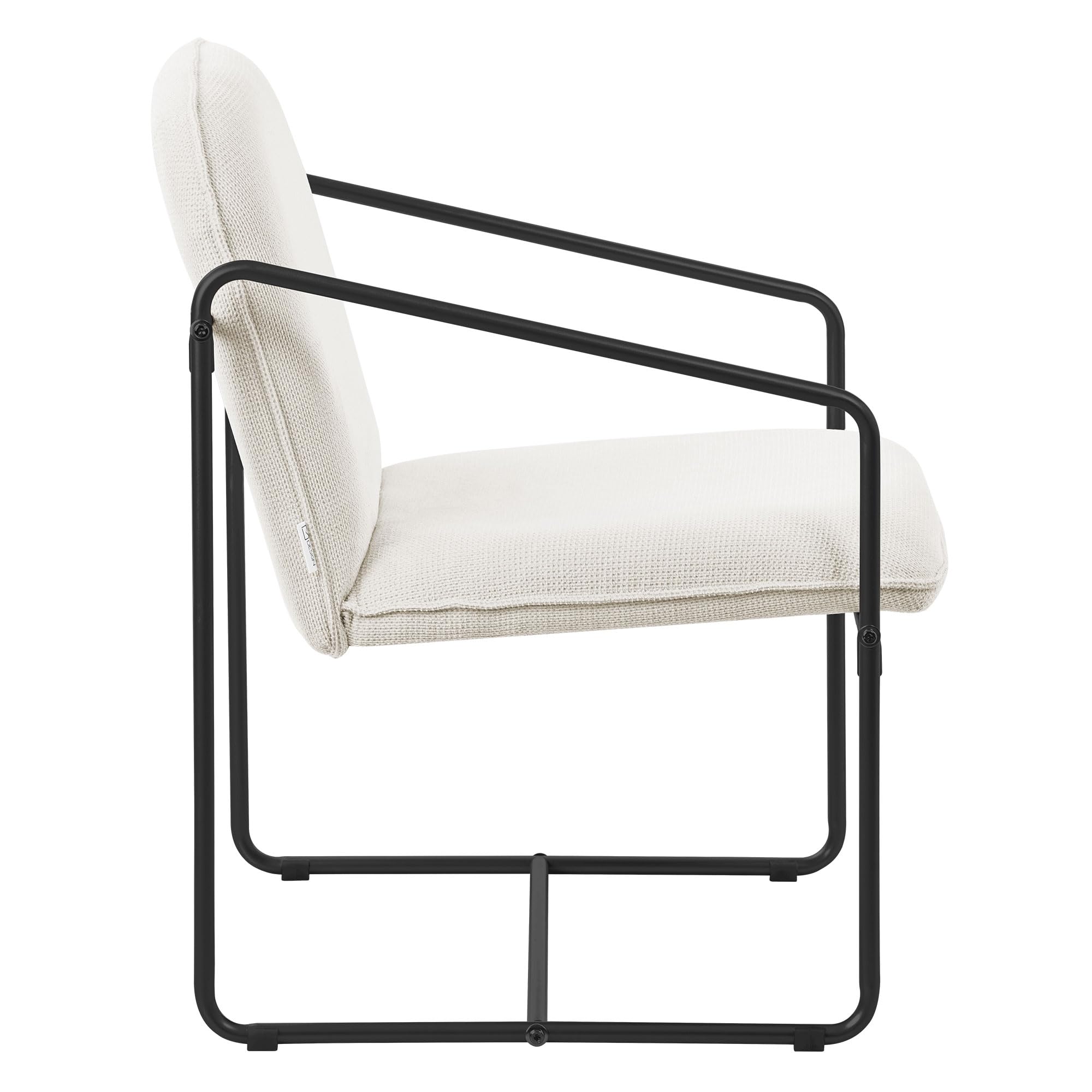 ML-Design Set di 2 Poltrone Poltrona Relax Beige per Salotto con Rivestimento Morbido e Struttura in Acciaio Nero Poltroncina Imbottita con Braccioli e Schienale Sedia Moderna per Soggiorno