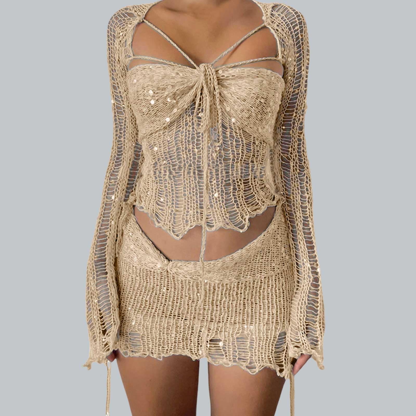Generisch Ensemble de vêtements sexy pour femme - Bandeau à paillettes - Une robe et plusieurs robes