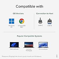 Vista 7 de Plugable Adaptador Dual Monitor 4K DisplayPort y HDMI para USB 3.0 y USB-C, Compatible con Windows y ChromeOS