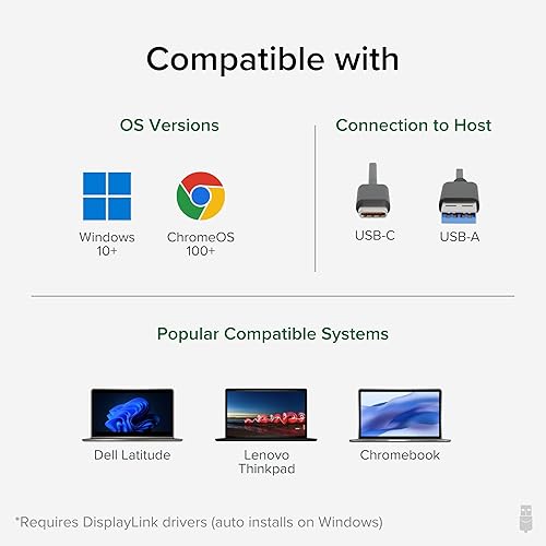 Miniatura 7 de Plugable Adaptador de monitor dual DisplayPort 4K y HDMI para USB 3.0 y USB-C, compatible con Windows y Mac
