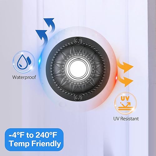 Miniatura 8 de Dreyoo Botón redondo de metal para timbre de puerta, color negro, con iluminación LED, botón de repuesto de hierro sólido para puerta delantera del