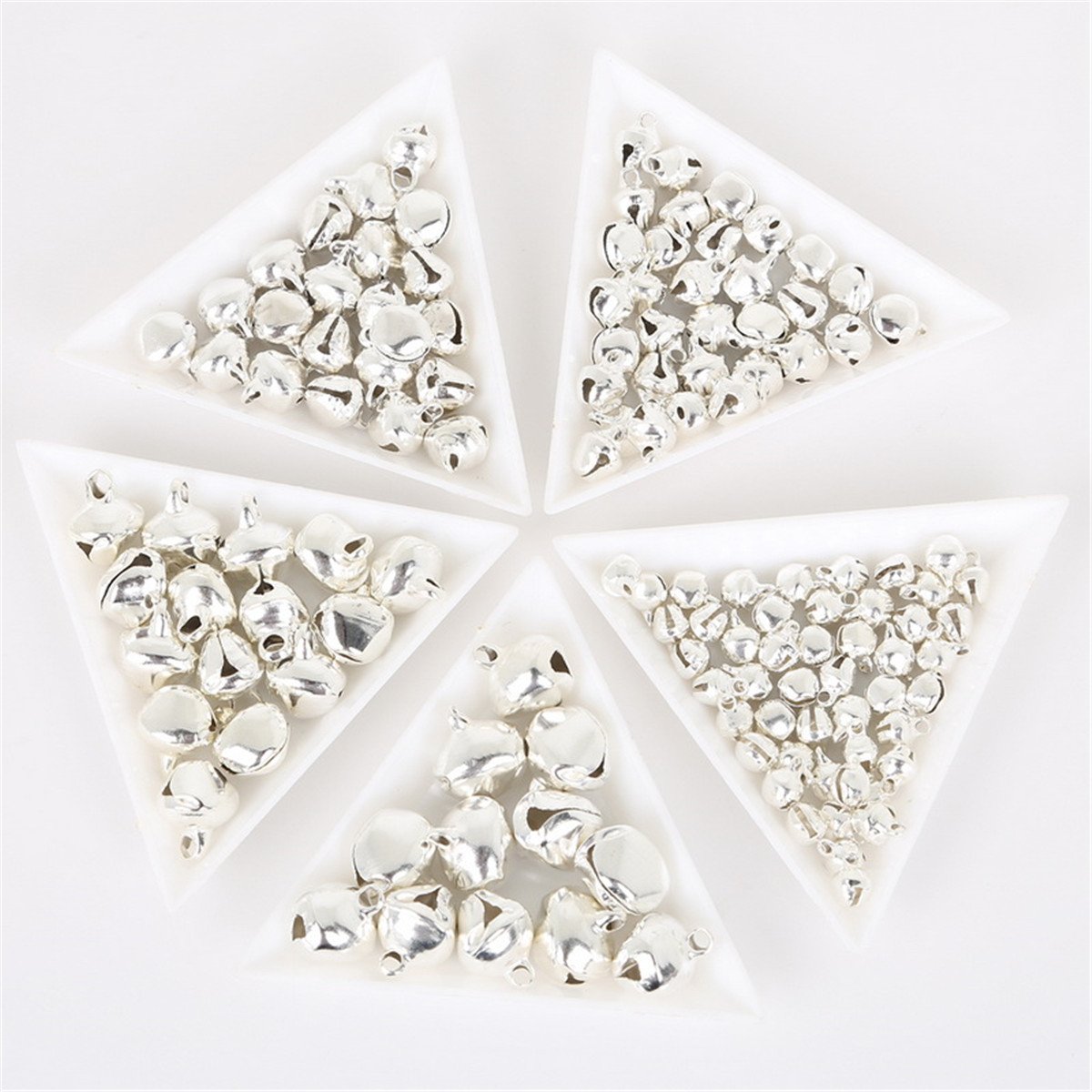 200Pcs Jingle Bells 8mm,Mix Jingle Christmas Bells Loose Beads Charms Jewelry Marking Christmas Decorations Balls - Tree Bells -Christmas Garland Bells,Silver