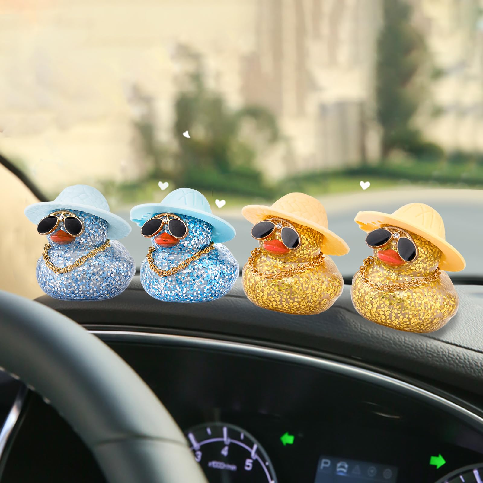 Auto-Deko Gummiente Mit Hut & Brille – Lustige Armaturenbrett-Figur Zum Quietschen