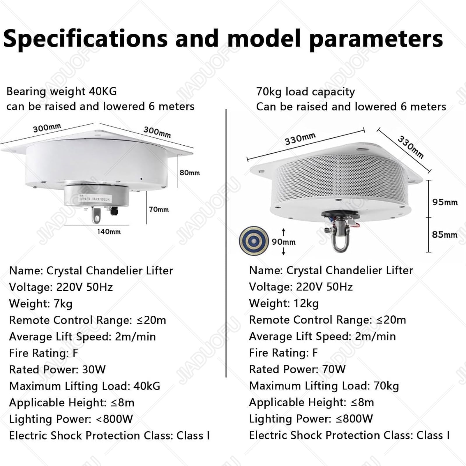 Paranco Elettrico lampadari, Sis-Tema Sollevamento lampadari 2 in 1 con Telecomando + Interruttore a Parete, Sollevatore per lampade a Sospensione Villas, Corsa Sollevamento 6 Metri. 70KG
