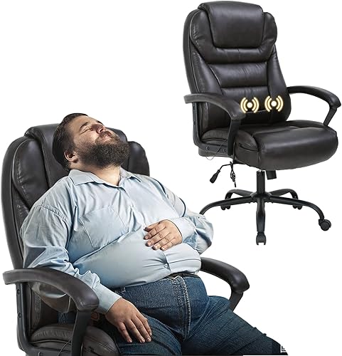 Miniatura 1 de Silla de oficina grande y alta para personas pesadas, 500 libras, silla de computadora de piel sintética, silla de escritorio de masaje, silla