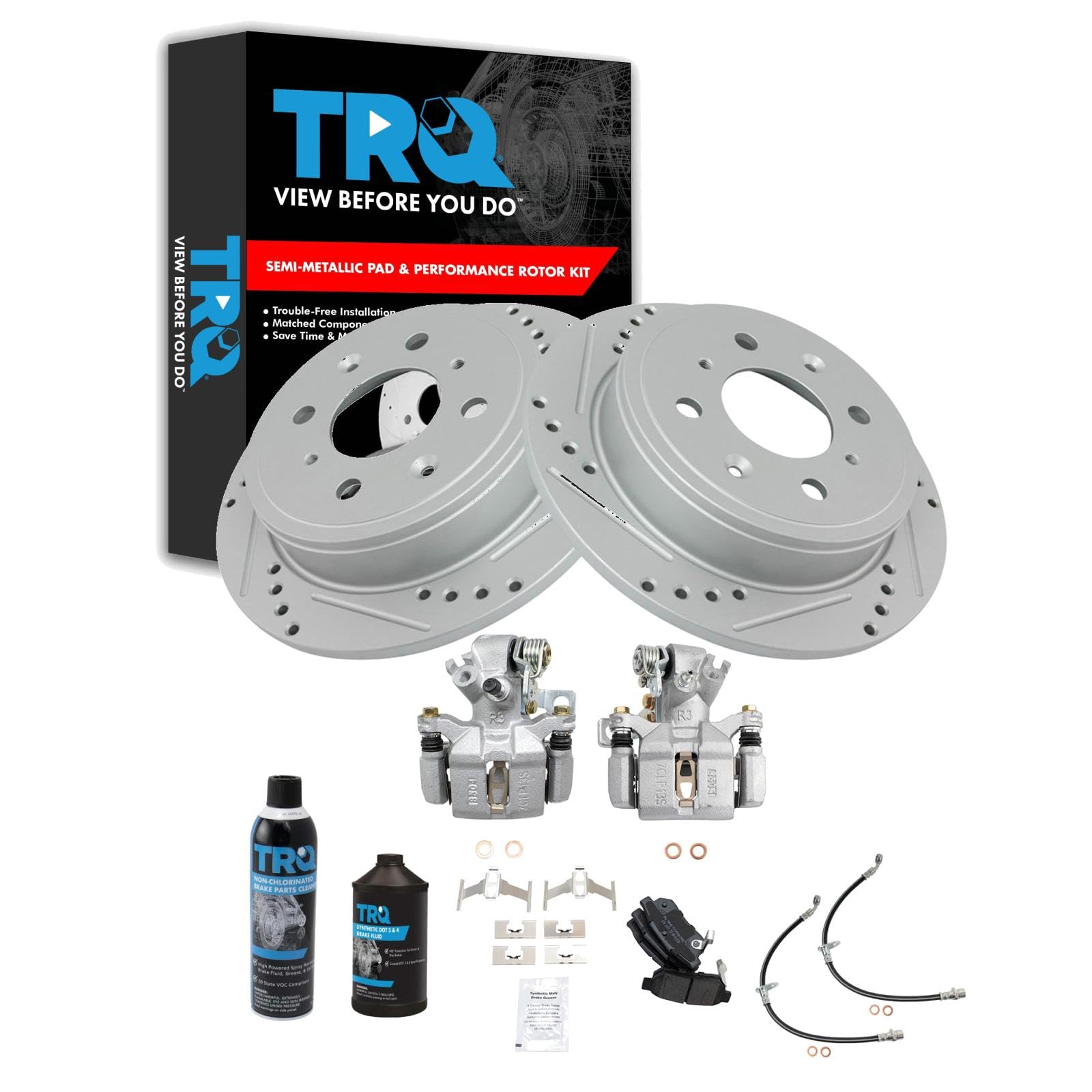 TRQ Brake Pad &amp; Rotor Kit Performance Semi-Metallic Compatible with 1994 Acura Integra