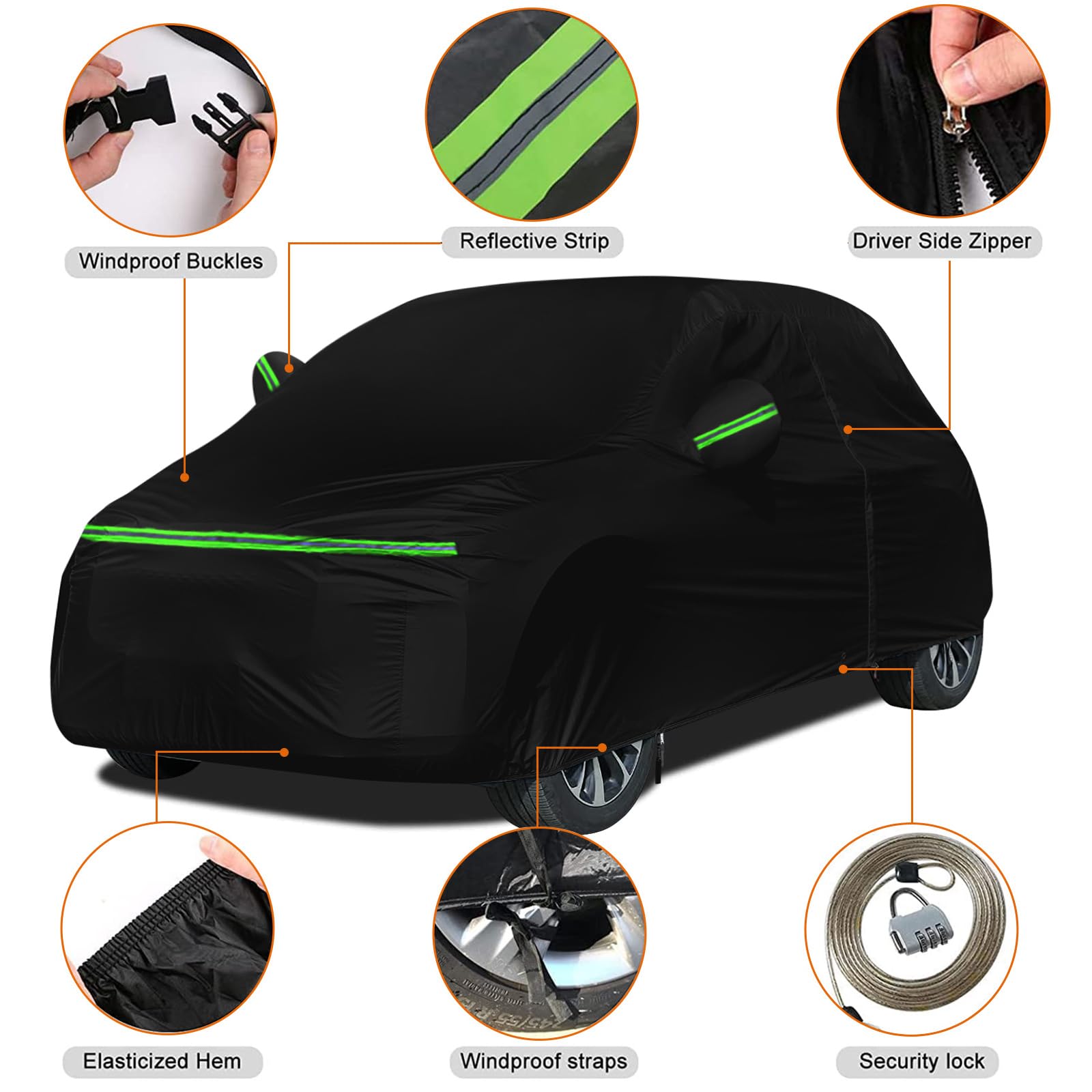 Funda Coche Reemplazo para 2012-2019 Opel/Vauxhall Adam 3-Door Hatchback, Funda para Coche Exterior Cubre Coches Impermeable Transpirabl Coberturas Completas protección de Nieve, Lluvia, Polvo | Lona de protección completa para coche, cubierta exterior pa