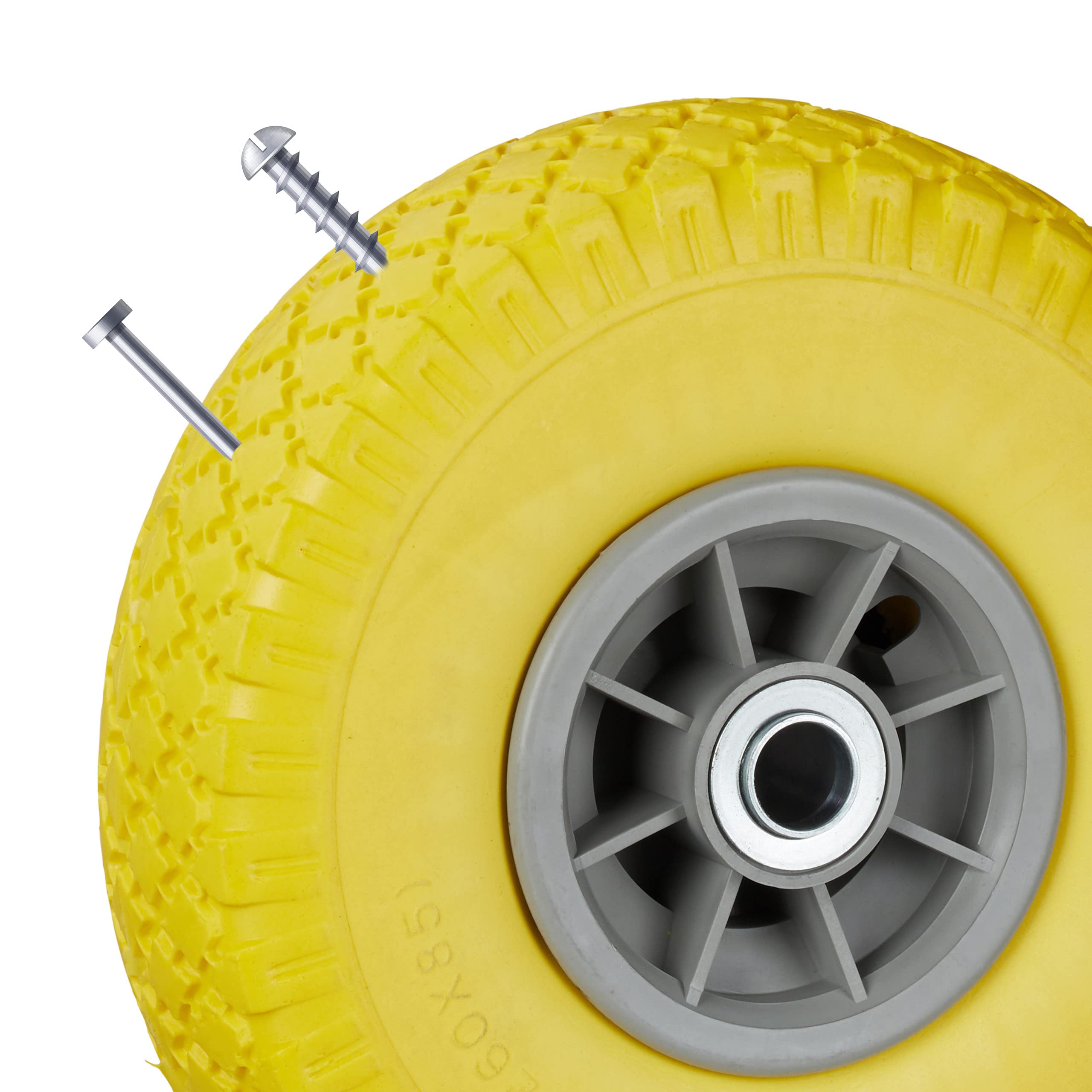 8 x koło do wózka transportowego, odporne na przebicie opony z pełnej gumy, 3,00-4", oś 20 mm, do 80 kg, 260 x 85 mm, koło zapasowe, żółto-szare
