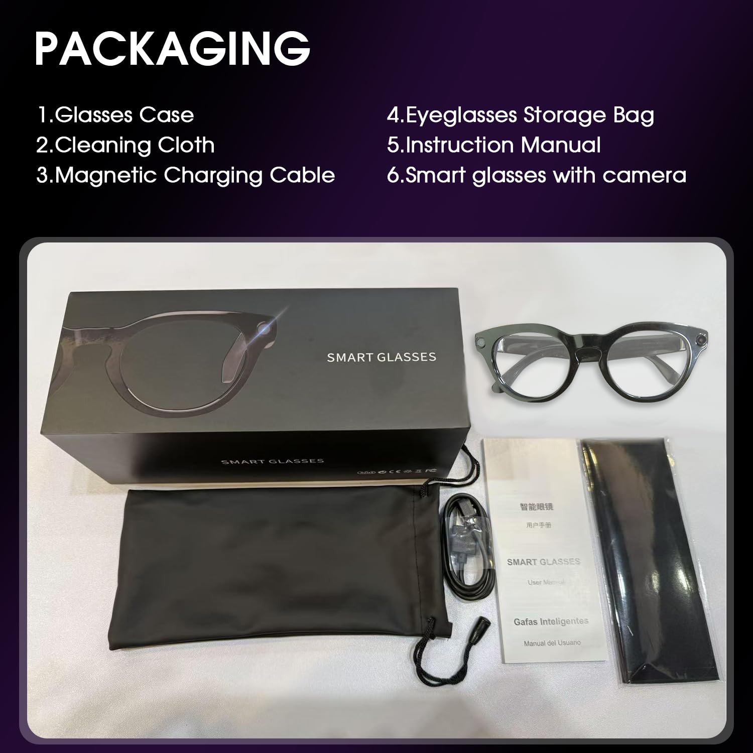 GenXenon Lunettes Connectées IA, Lunettes Caméra HD 8 MP – 220 mAh, Vidéo 1200P, Prise Photos et Vidéos, Verres Photochromiques AI Smart Glasses pour Cyclisme, Randonnée et Camping