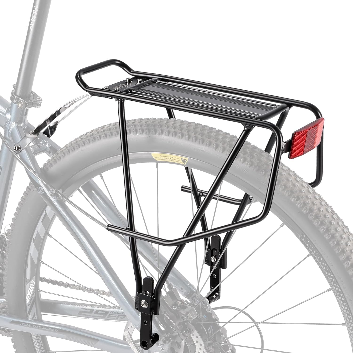 KONG MING CAR Universal Gepäckträger -Fahrrad Gepäckträger mit Seitenschienen für Satteltaschen,Leichtes Aluminium Fahrrad gepäckträger hinten für 26-29 Zoll, 27kg Traglast