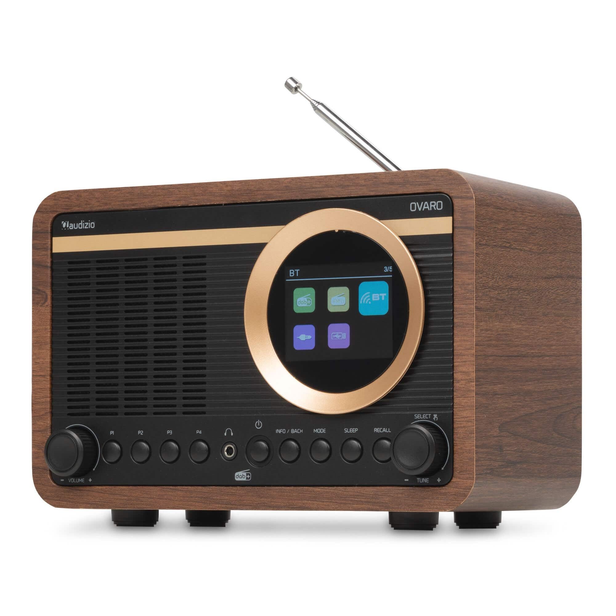 Audizio Ovaro Radio Dab+ Rétro Bluetooth FM Bois Noyer