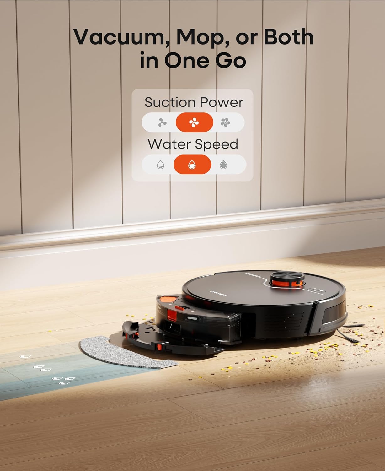 Robot Vacuum and Mop Combo,Lidar Navigation Robotic Vacuum Cleaner with 3.5L Self Emptying Station,5000Pa Vacuum Robot,180mins Runtime,No-Go&No-Mop Zones,App/Alexa/Remote Control,UR3