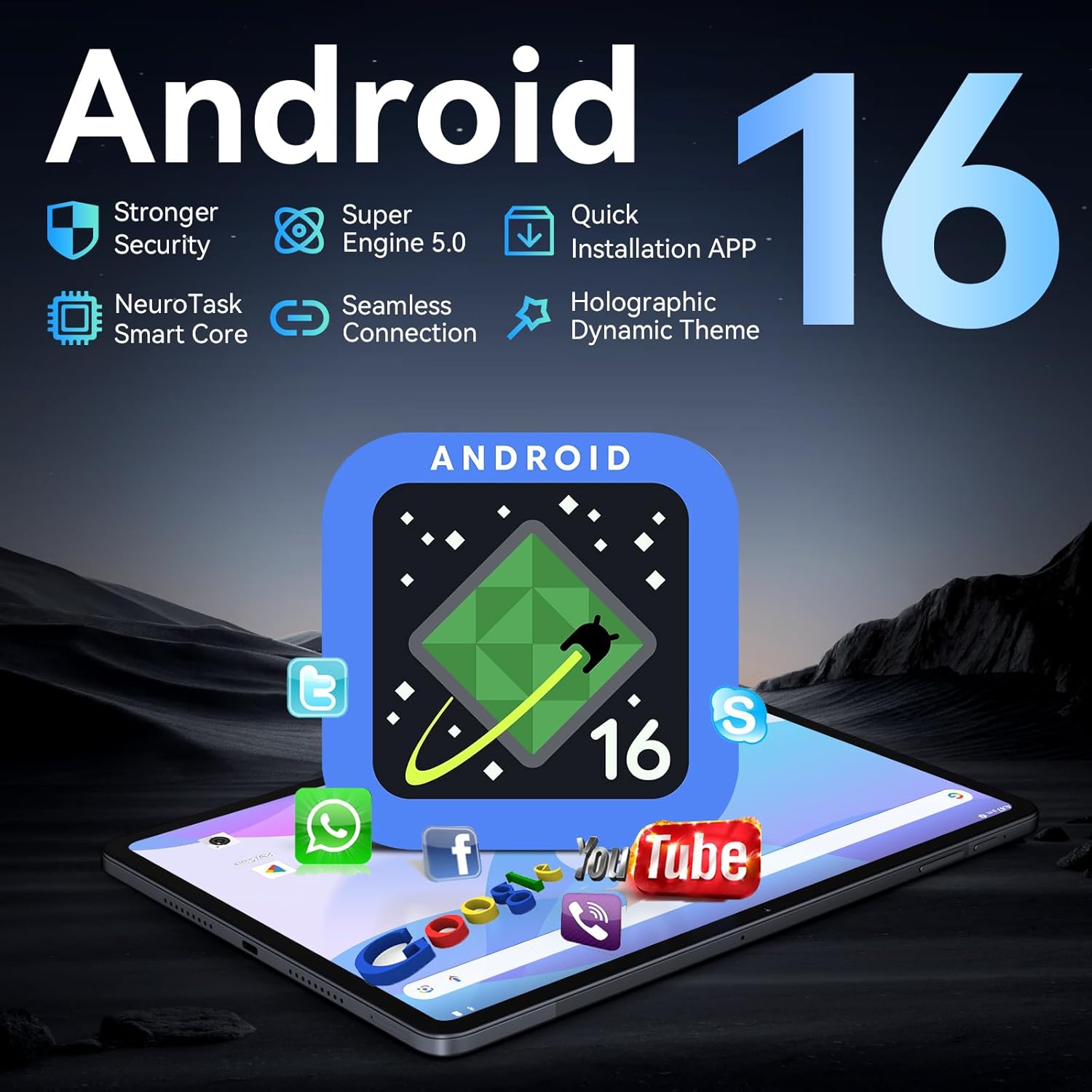 TABWEE T60 tablet battery life illustration.