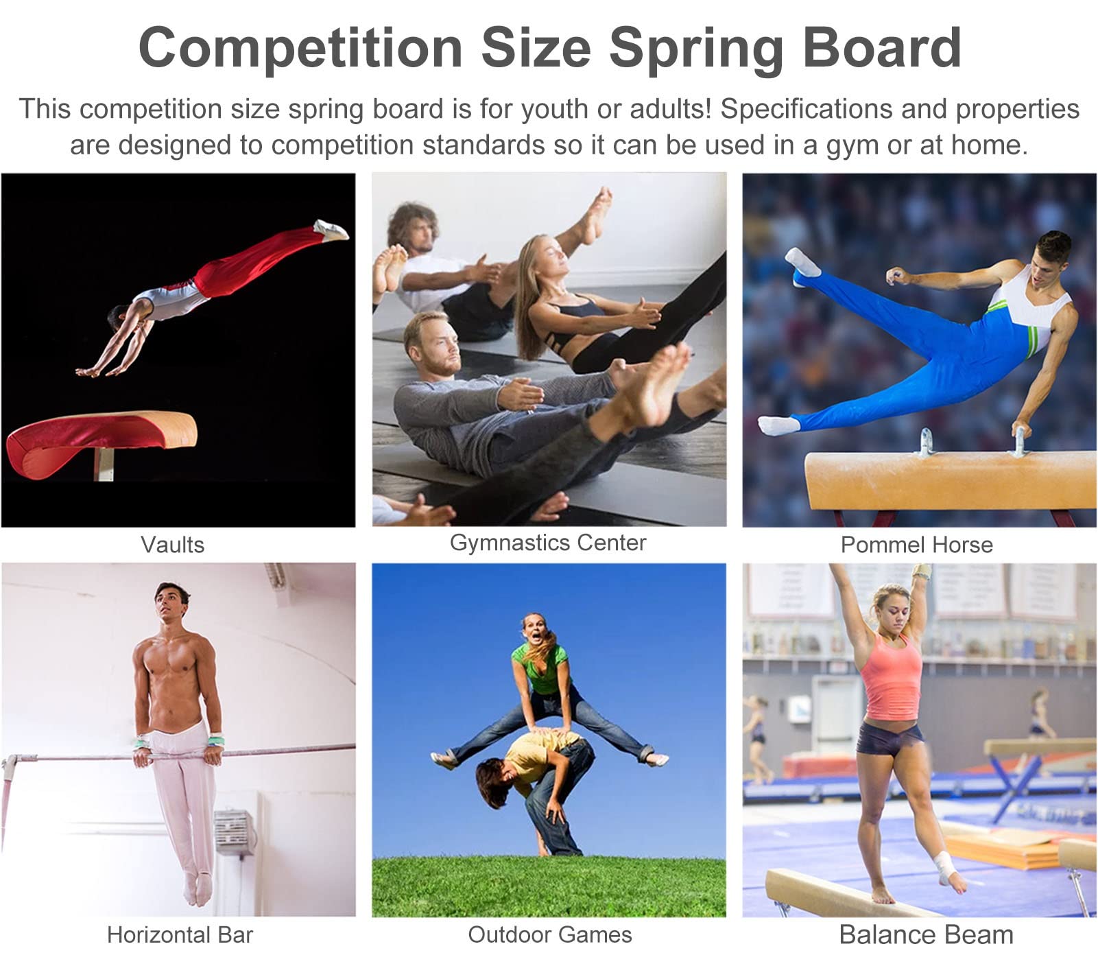 Trampolino da Ginnastica Professionale per Persone Pesanti, Trampolino Imbottito per Adulti con Cuscinetto in Gomma Antiscivolo A 9 Molle, 47 Pollici X 24 Pollici