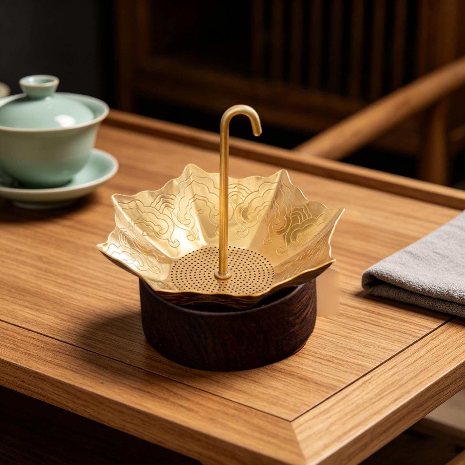 Colador de Té de Acero Inoxidable Creativo Utensilio de Filtro de Malla Decorativo Estilo Adecuado para Regalar Interior, Oro, tal como se describe