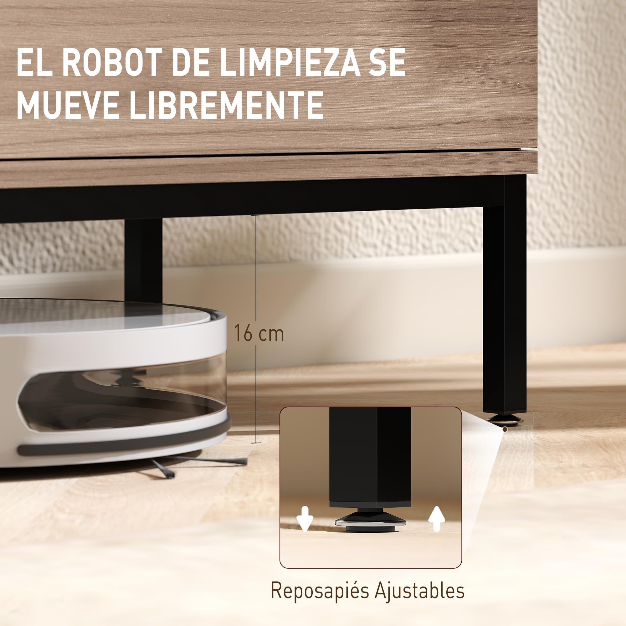 HOMCOM Mueble de TV Moderno Mueble de TV para Salón con 2 Compartimentos Abiertos 2 Puertas Estante de Cristal Ajustable y 2 Orificios para Cables para Televisión hasta 60 Pulgadas 140x40x49,5 cm Gris