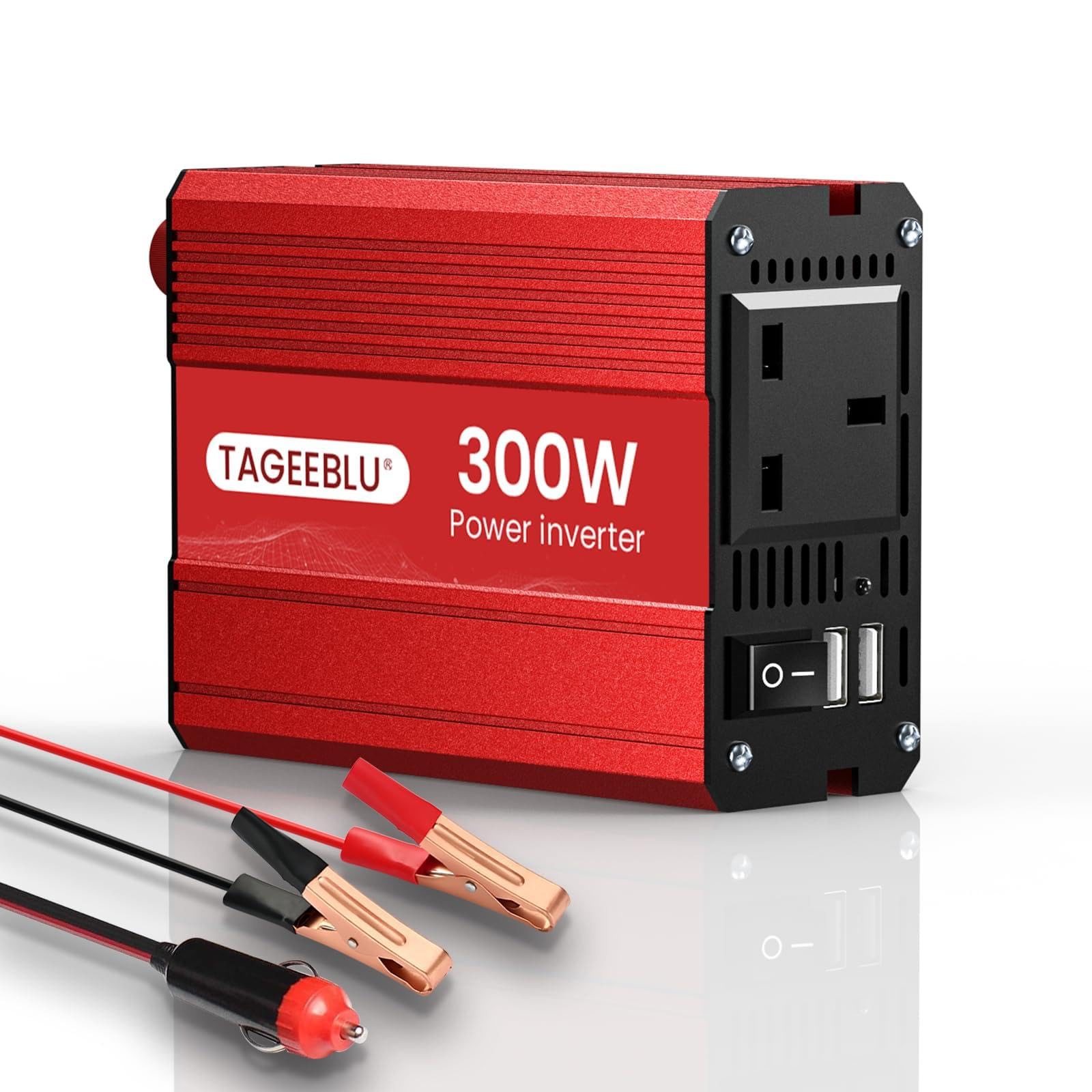 12V 300W Power Car Inverter 12v to 240v, Car Voltage Converter Transformer with 3-Pin Sockets & 2-USB Ports for Charging Phones, Laptop, Tablets, GPS Units, TV, Camping Equipment - 1