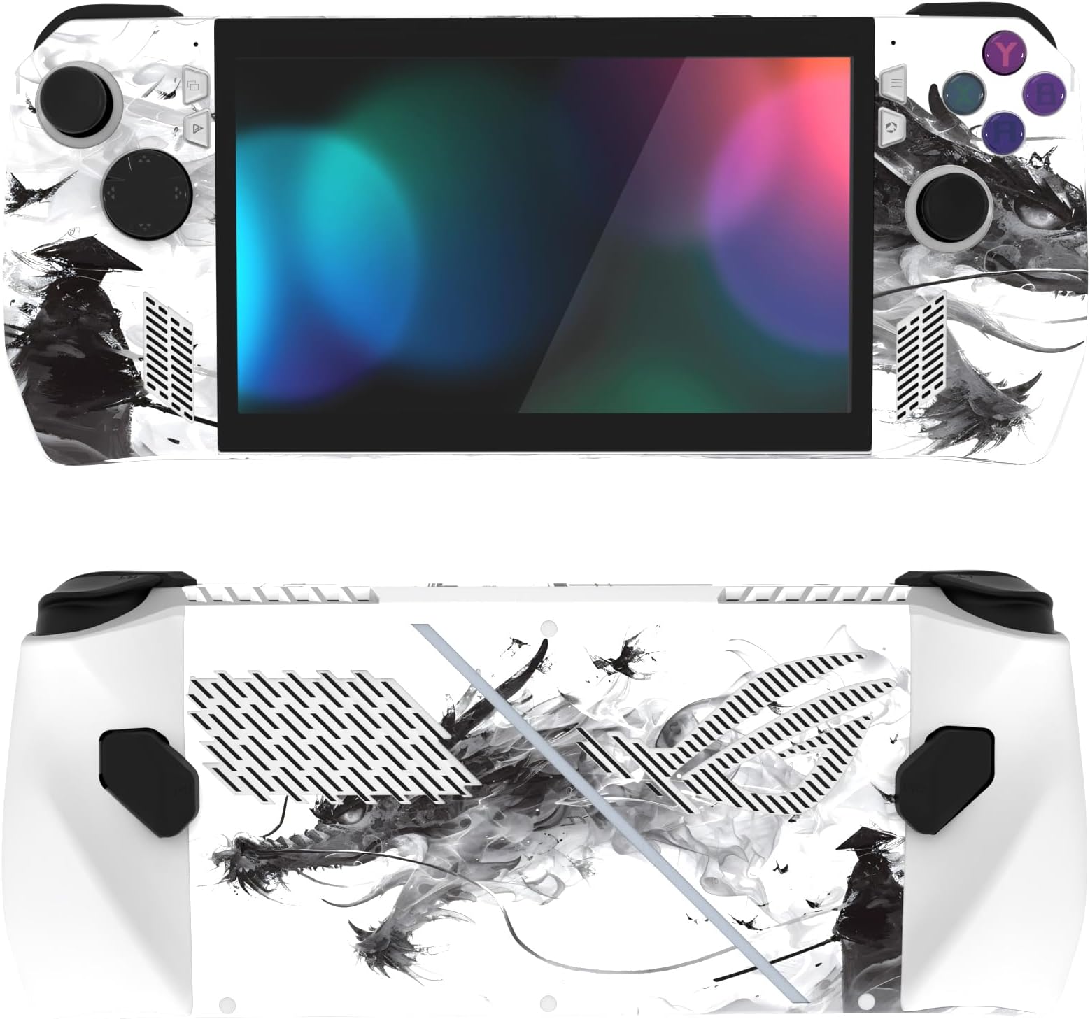 PlayVital Set of 2 Skin Stickers for ROG Ally Handheld Console Custom Vinyl Fog Born Dragon
