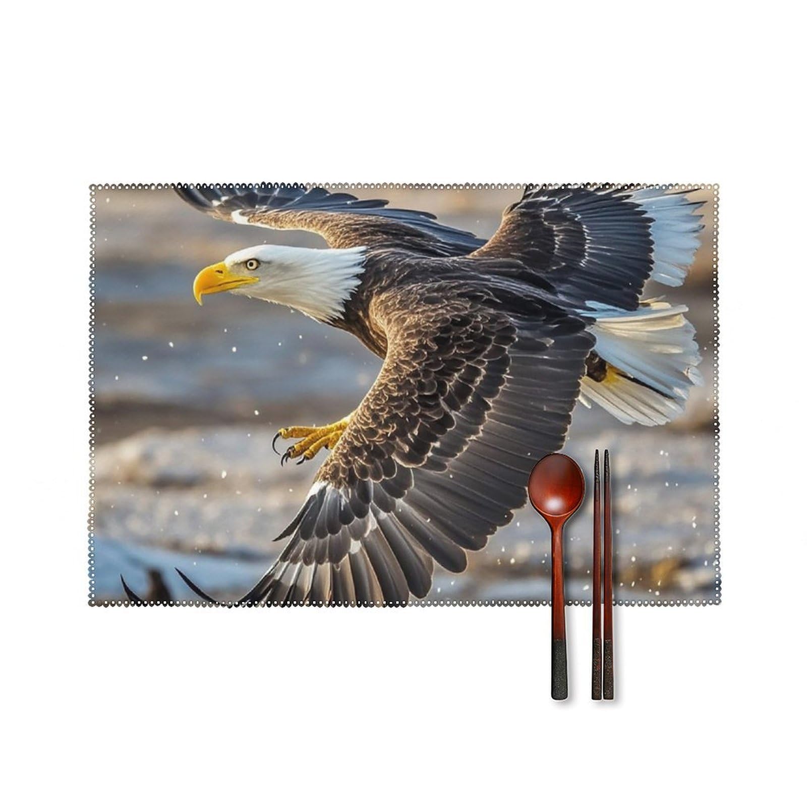 Set de table résistant à la chaleur lot de 6 imprimé aigle lavable et infroissable